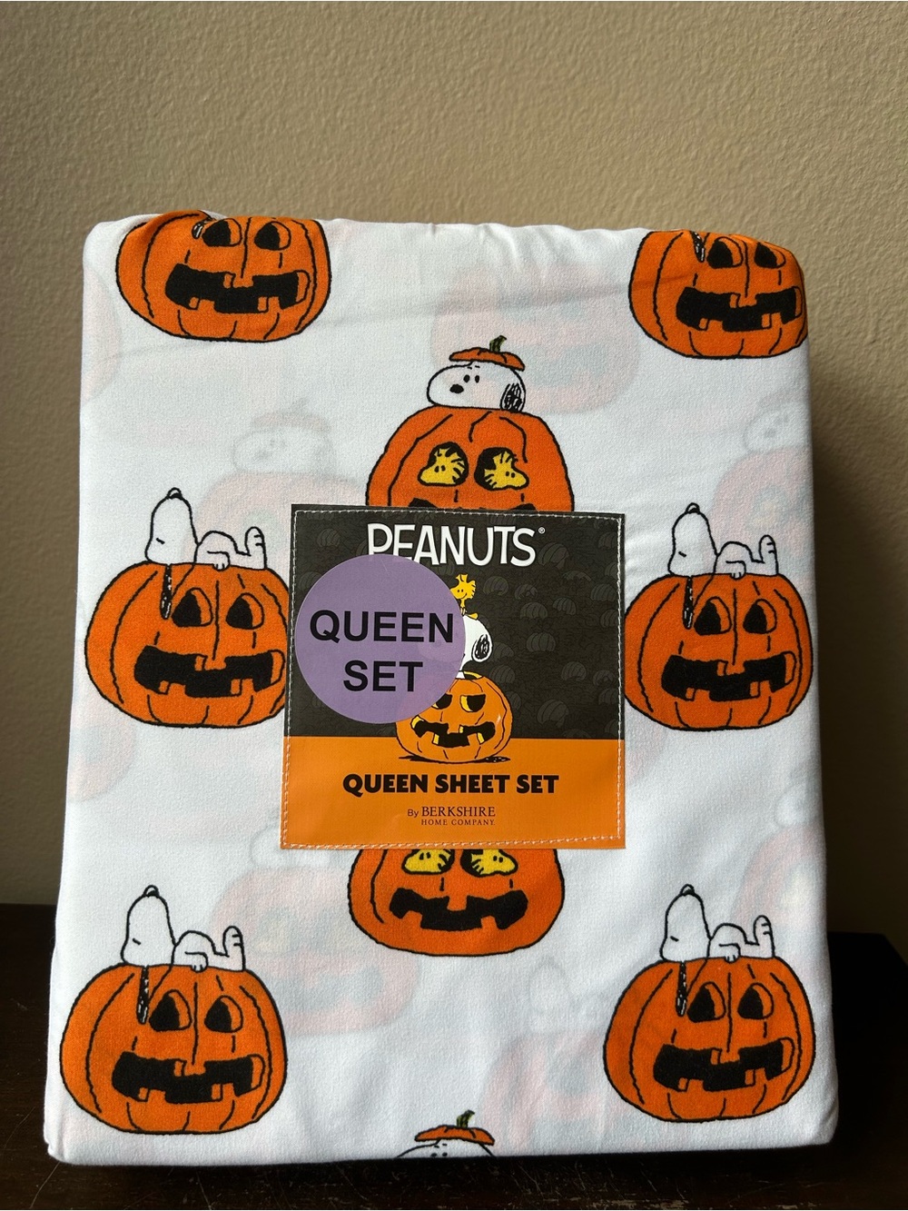 New Peanuts Snoopy Jackolantern Spooky  Halloween Queen Sheet Set Pumpkin